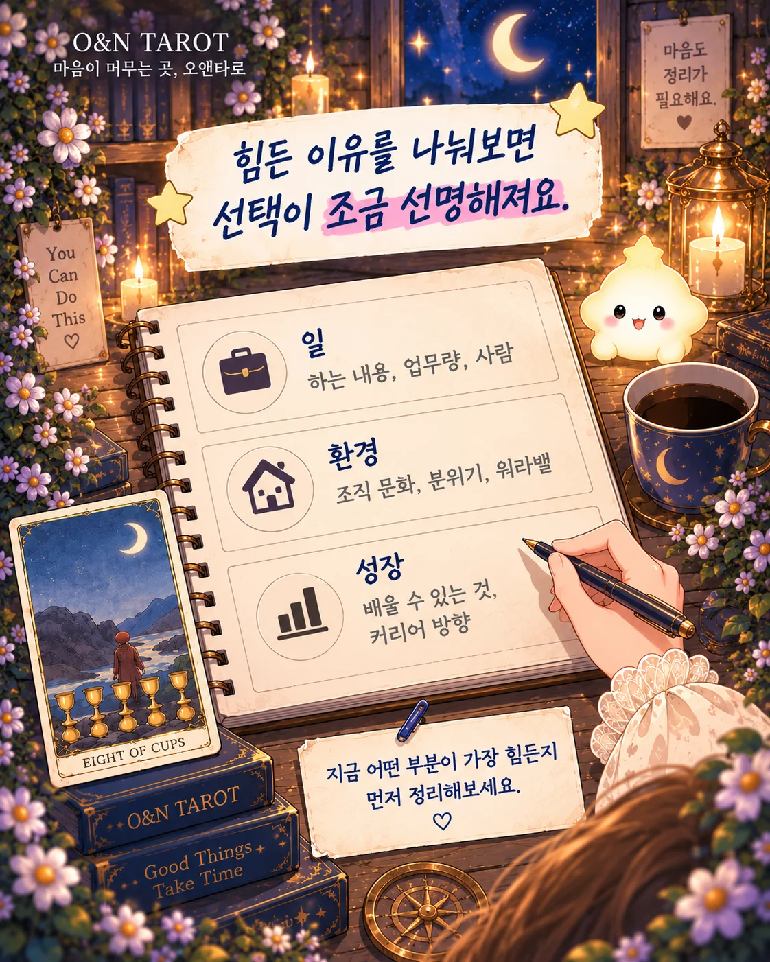퇴사·이직 고민, 지금 회사를 더 버텨야 할까? 타로카드 3장 해석 4번째 장면